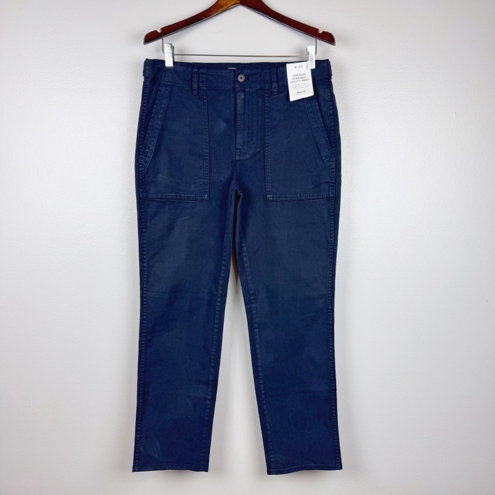 Madewell Slim Straight Utility Pants Garment Dye Deep Indigo Size 29 NWT - Picture 4 of 11